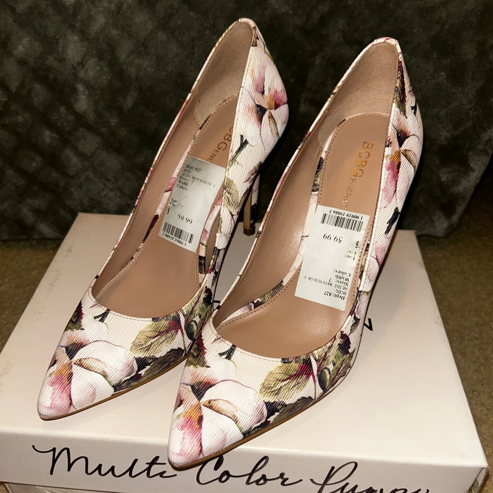 BCBG Multicolor Floral Heels